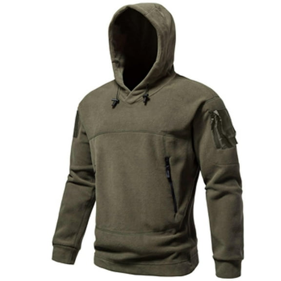 GuangCheng Mens Fleece Jackets Long Sleeve Drawstring Tactical Hoodies Windproof Warm Hunting Coats
