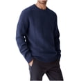 thumbnail image 1 of GuangCheng Mens Fuzzy Fleece Sweaters, Plaid Stripes Cable Kintted Pullover Crew Neck Long Sleeve Warm Sweatshirts, 1 of 2