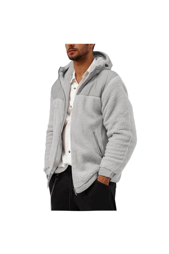 Mens Fuzzy Jackets Fleece Long Sleeve Full Zip Open Front Soft Thick Winter Coats