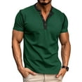 thumbnail image 1 of GuangCheng Mens Henley Shirts Short Sleeve Pullover Cotton Muscle Fitted Patchwork T-Shirts with Buttons Size M, 1 of 6