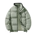 thumbnail image 1 of GuangCheng Mens Hoodless Coats Thick Fleece Puffer Zipper Stand Collar Winter Warm Jackets, 1 of 3