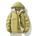 thumbnail image 1 of GuangCheng Mens Jacket Waterproof Ski Windproof Zippered Hooded Button Stand Collar Winter Thick Fleece Warm Coats, 1 of 4