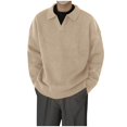thumbnail image 1 of GuangCheng Mens Lapel Sweaters Textured Knit V Neck Pullover Business Casual Loose Fit Tops, 1 of 6