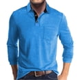 thumbnail image 1 of GuangCheng Mens Polo Shirts Classic Button Basic Long Sleeve Work Shirts Solid Cotton Tees Suit Dress Tops, 1 of 7