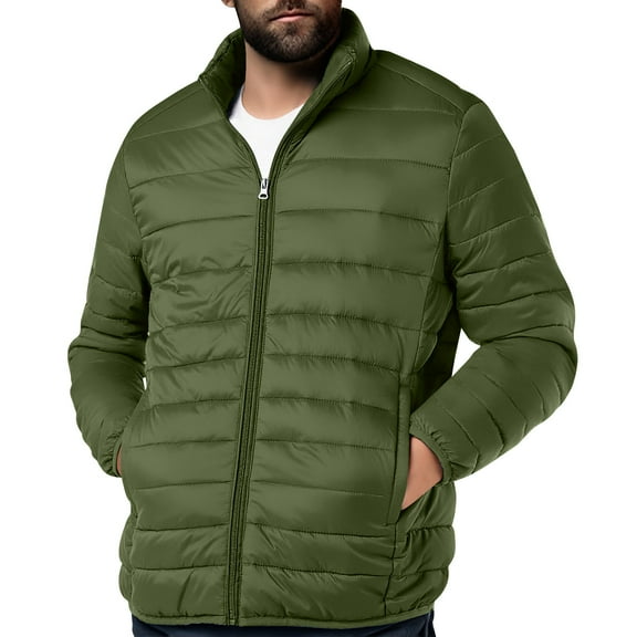 GuangCheng Mens Puffer Jackets Casual Warm Quilted Waterproof Full Zip Up Thick Fall Winter Coats,Size:S-3XL