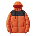 thumbnail image 1 of GuangCheng Mens Puffer Jackets Hooded Drawstring Zip Up Stand Collar Fleece Warm Winter Coats, 1 of 3
