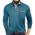 thumbnail image 1 of GuangCheng Mens Shirts Classic Long Sleeve Basic Button T-Shirt Lightweight Golf Tops with Pocket, 1 of 6