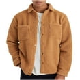 thumbnail image 1 of GuangCheng Mens Shirts Fuzzy Sherpa Fleece Jackets Long Sleeve Button Down Coats Fall Winter Warm Tops with Pockets, 1 of 3