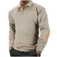 thumbnail image 1 of GuangCheng Mens Shirts Textured Knit Long Sleeve Elbow Patches Stylish Pullover Warm Tops, 1 of 5