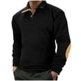 thumbnail image 1 of GuangCheng Mens Shirts Textured Knit Long Sleeve Elbow Patches Stylish Pullover Warm Tops, 1 of 5