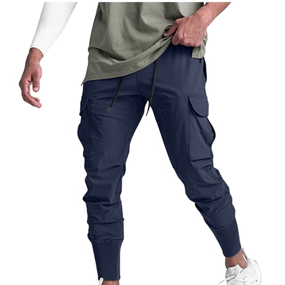 GuangCheng Mens Slim Cargo Pants Lightweight Workout Track Pants Athletic Gym Running Sweatpants with Pockets