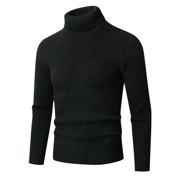 GuangCheng Mens Sweaters, Slim Fit Kintted Turtleneck Pullover Texture Thick Warm Tops Sweaters for Fall Winter