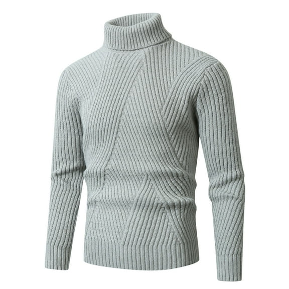 GuangCheng Mens Sweaters, Slim Fit Kintted Turtleneck Pullover Texture Thick Warm Tops Sweaters for Fall Winter