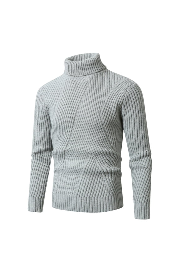 Mens Sweaters, Slim Fit Kintted Turtleneck Pullover Texture Thick Warm Tops Sweaters for Fall Winter