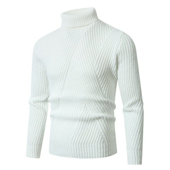GuangCheng Mens Sweaters, Slim Fit Kintted Turtleneck Pullover Texture Thick Warm Tops Sweaters for Fall Winter