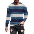 thumbnail image 1 of GuangCheng Mens T-Shirts Striped Crewneck Long Sleeve Color Block Casual Pullover Basic Tops, 1 of 5