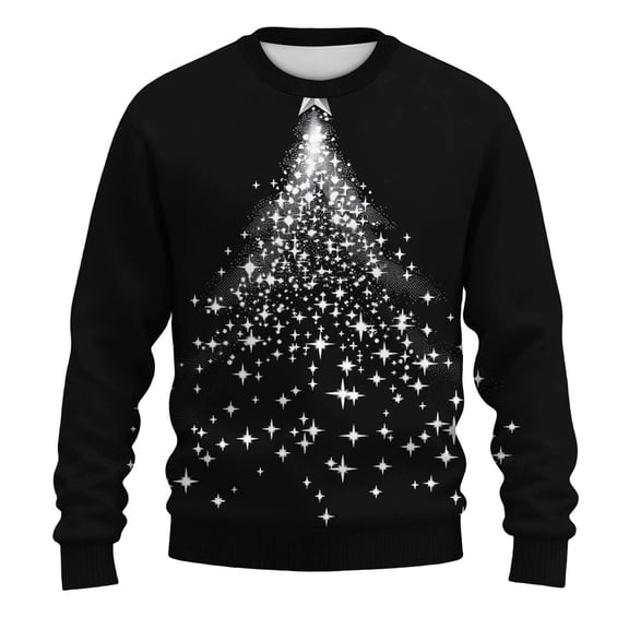 GuangCheng Mens Tees Christmas Pullover,Crew Neck,Printed,Long Sleeve Tops,Baggy,Bottom,Tees,Comfy Loose Piece,Black,Size S