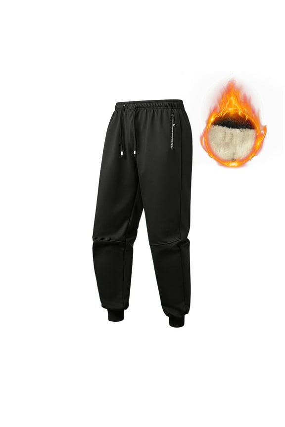 Mens Thick Fleece Sweatpants Drawstring Cuffed Pants Warm Fall Winter Joggers