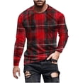 thumbnail image 1 of GuangCheng Plaid Shirts for Men Round Neck Long Sleeve Soft Pullover Fall Winter Blouses, 1 of 4