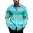 thumbnail image 1 of Polo Shirts for Men Slim Fit Button Down Long Sleeve Color Block Stripes Lapel Dress Shirts, 1 of 5