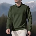 thumbnail image 1 of GuangCheng Pullover Polo Shirts for Men Long Sleeve Texture Slim Fit Lapel Button Collar Dress Blouses, 1 of 6