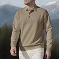 thumbnail image 1 of GuangCheng Pullover Polo Shirts for Men Long Sleeve Texture Slim Fit Lapel Button Collar Dress Blouses, 1 of 3
