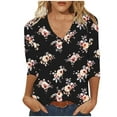 thumbnail image 1 of GuangCheng Womens 3/4 Sleeve Tops V Neck Floral Printed T Shirts Fall Casual Fashion Blouses, 1 of 4