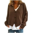 thumbnail image 1 of GuangCheng Womens Button Down Cardigan Sweaters Loose Knit V-Neck Long Sleeve Solid Open Front Coats, 1 of 4