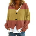 thumbnail image 1 of GuangCheng Womens Cardigans Button Down Color Blocked V-Neck Casual Warm Long Sleeve Coats Jackets, 1 of 5