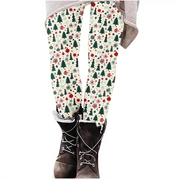 GuangCheng Womens Christmas Leggings High Waisted Elastic Tummy Control Yoga Pant Christmas Print Leggings Workout Tight Buttom Pants