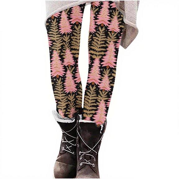 GuangCheng Womens Christmas Print Yoga Pants Oversized Sports Tight Full Length Yoga Pants Soft Stretchy Funny Printed Tummy Control Leggings