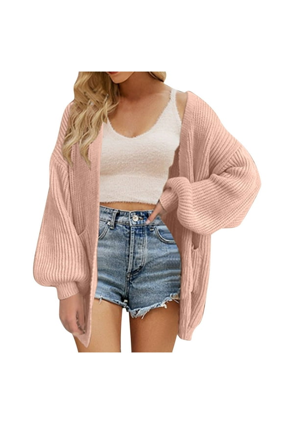 Womens Chunky Waffle Cable Cardigans Long Sleeve Open Front Knit Oversized Boho Sweaters