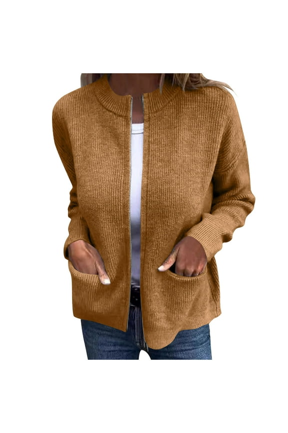 Womens Coats Casual Plus Size Solid Color Fashionable Short Knitted Sweaters Jackets