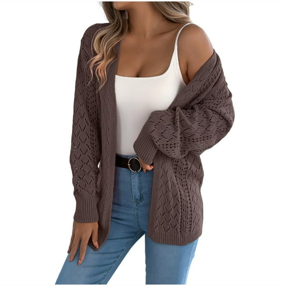 GuangCheng Womens Crochet Cardigan Sweaters Kimono Boho Knitted Lightweight Long Sleeve Open Front Coats Tops
