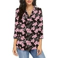 thumbnail image 1 of GuangCheng Womens Floral Printed Tops V Neck Long Sleeve Loose Fit Casual Fall Blouses, 1 of 6