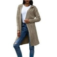 thumbnail image 1 of GuangCheng Womens Hooded Open Front Cardigans Cable Knitted Chunky Fall Long Sweaters Coats, 1 of 8