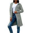 thumbnail image 1 of GuangCheng Womens Hooded Open Front Cardigans Cable Knitted Chunky Fall Long Sweaters Coats, 1 of 8