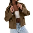 thumbnail image 1 of GuangCheng Womens Jackets Casual Loose Lapel Fake Pocket Cardigan Long Sleeve Hoodless Casual Woolen Warm Coats, 1 of 6