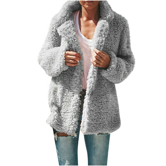 GuangCheng Womens Jackets Plus Size Winter Warm Loose Turndown Collar Jacket Coat