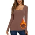 thumbnail image 1 of GuangCheng Womens Long Sleeve Blouses Square Neck Tops Ribbed Knit Fall Basic Crop Shirts, 1 of 7