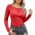 thumbnail image 1 of GuangCheng Womens Long Sleeve Shirts Casual Fall Henley Top Button Down Blouses Basic Ribbed Knit T Shirts, 1 of 7