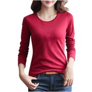 GuangCheng Womens Long Sleeve Soft Shirts Crew Neck T-Shirts Casual Breathable Tees Basic Tops