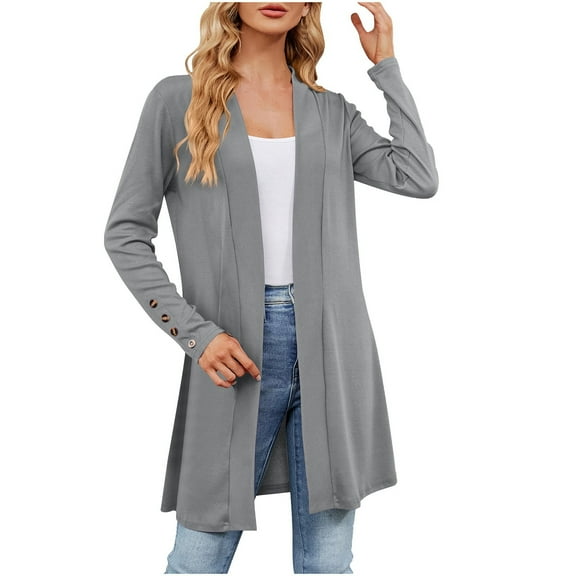 GuangCheng Womens Long Soft Lightweight Cardigans Open Front Classic Casual Comfy Tops with Pockets