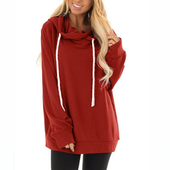 GuangCheng Womens Oversized Hoodies Casual Pullover Long Sleeve Split Hem Drawstring Sweatshirts with Kangaroo Pocket