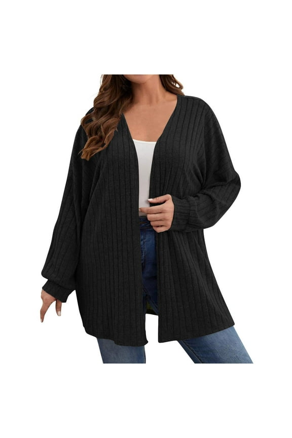 Womens Oversized Waffle Chunky Knit Long Cardigans Dressy Casual Open Front Sweaters Cardigans