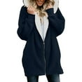 thumbnail image 1 of GuangCheng Womens Sherpa Oversized Hoodie Fuzzy Fleece Jacket Open Front Zip Up Outerwear Coat with Pockets, 1 of 5