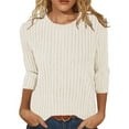 thumbnail image 1 of GuangCheng Womens Sweaters 3/4 Length Sleeve Kint Crew Neck Blouses Casual Pullover Winter Tops, 1 of 4