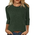 thumbnail image 1 of GuangCheng Womens Sweaters 3/4 Length Sleeve Kint Crew Neck Blouses Casual Pullover Winter Tops, 1 of 6