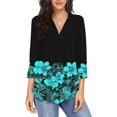 thumbnail image 1 of GuangCheng Womens V Neck Tops Long Sleeve Floral Printed Loose Fit Casual Fall Blouses, 1 of 6