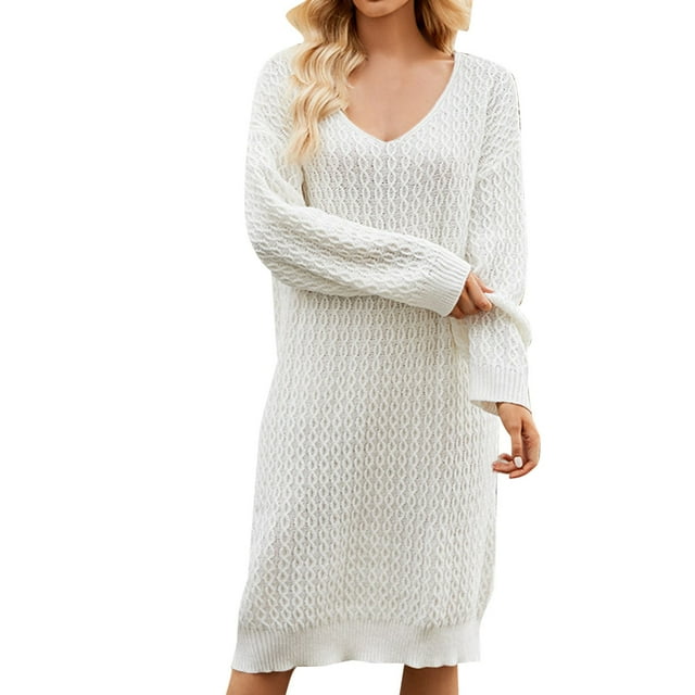 GuangCong Women's Sweater Dresses Loose Autumn And Winter Solid Color